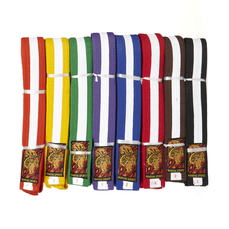WHITE Striped Double Wrap Belts Adelaide martial arts shop