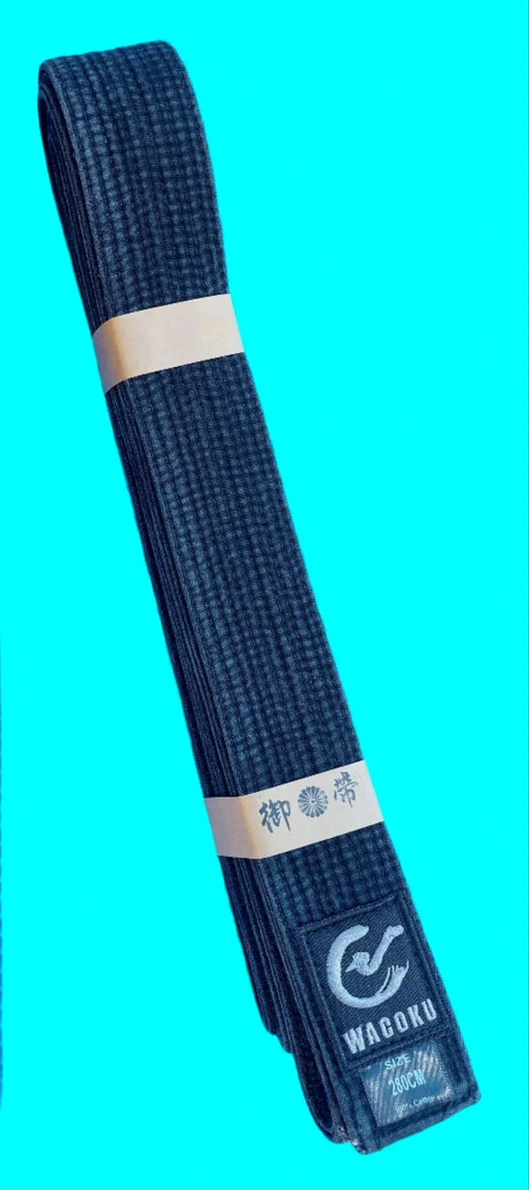 Wacoku Deluxe Cotton Black Belt –  Stone washed