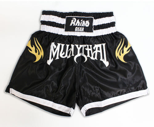 Rhino Mauy Thai Kickboxing Shorts - Black