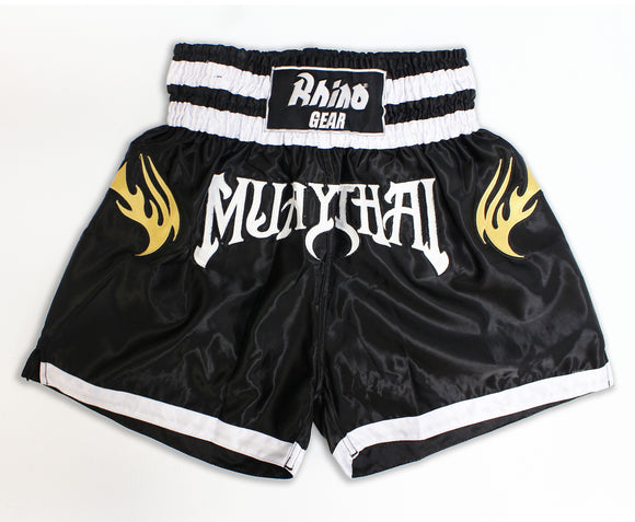 Rhino Mauy Thai Kickboxing Shorts - Black