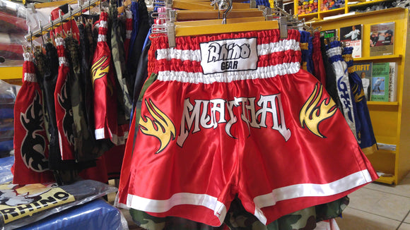 Rhino Mauy Thai Kickboxing Shorts - Red